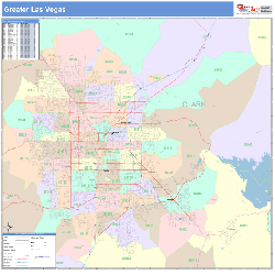 Greater Las Vegas Wall Map Color Cast Style 2024